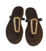 Leather sandals with gold buckle – handmade